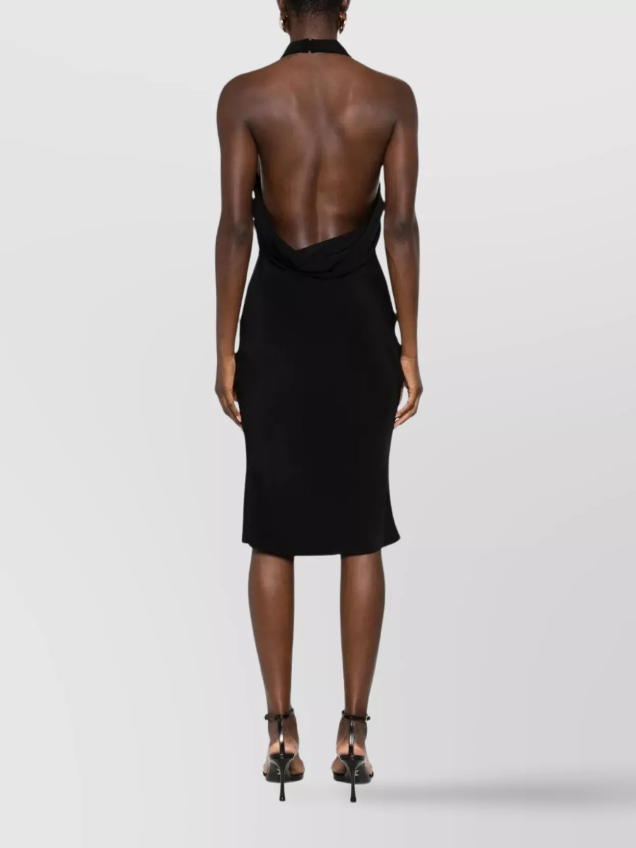 Tom Ford Silk Halterneck Dress Draped Neckline In Black