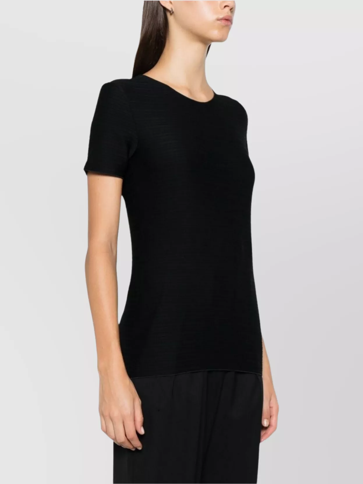 Emporio Armani Striped Crew Neck T-Shirt With Ribbed Texture