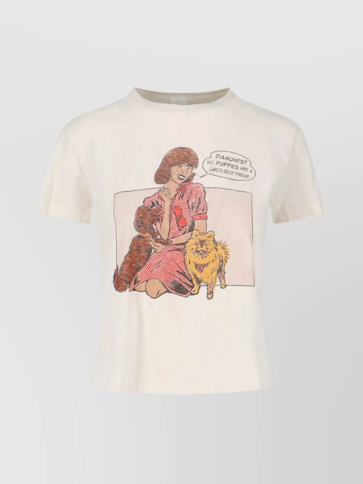 Re/done Graphic Print Crew Neck Short Sleeve Top In White