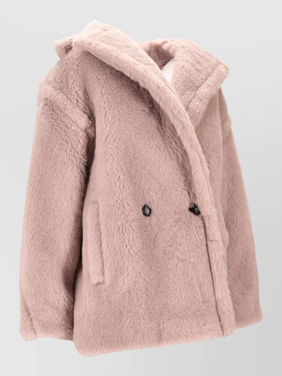 Max Mara Double Breasted Jacket Soft Texture Lapels Pockets