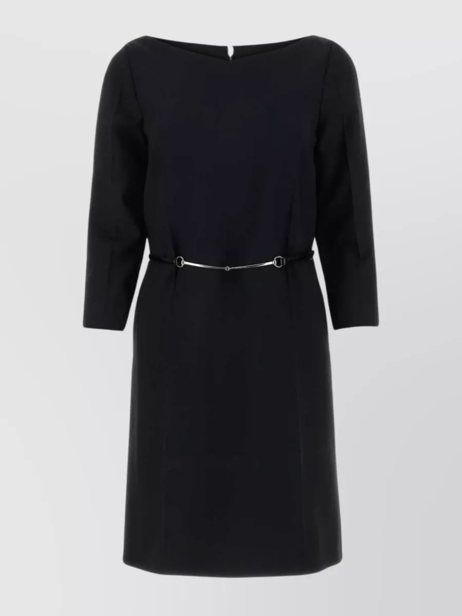 Shop Gucci Versatile Mini Dress With Belted Accent In Black
