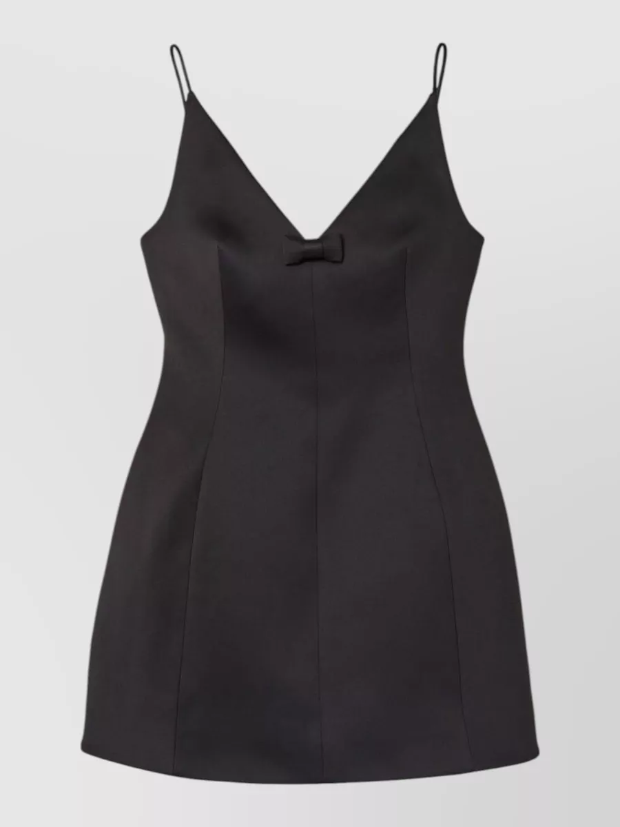 Marc Jacobs Satin V-Neck Sleeveless Flared Mini Dress