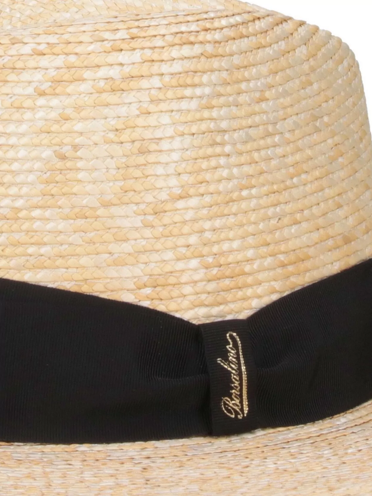 Borsalino Wide Brim Straw Hat Black Band