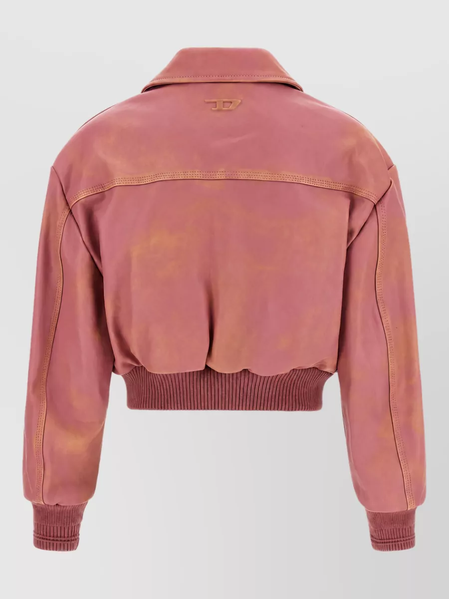 Diesel Lamb leather cropped oversized jacket