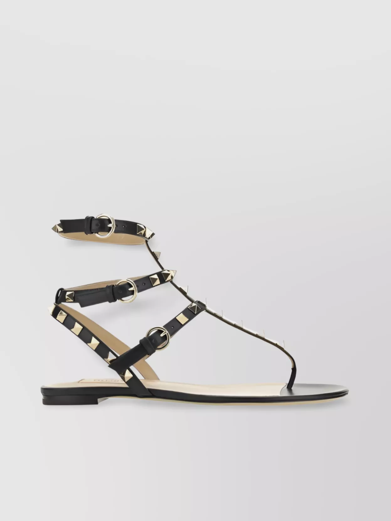Shop Valentino Rockstud Leather T-bar Sandals In White