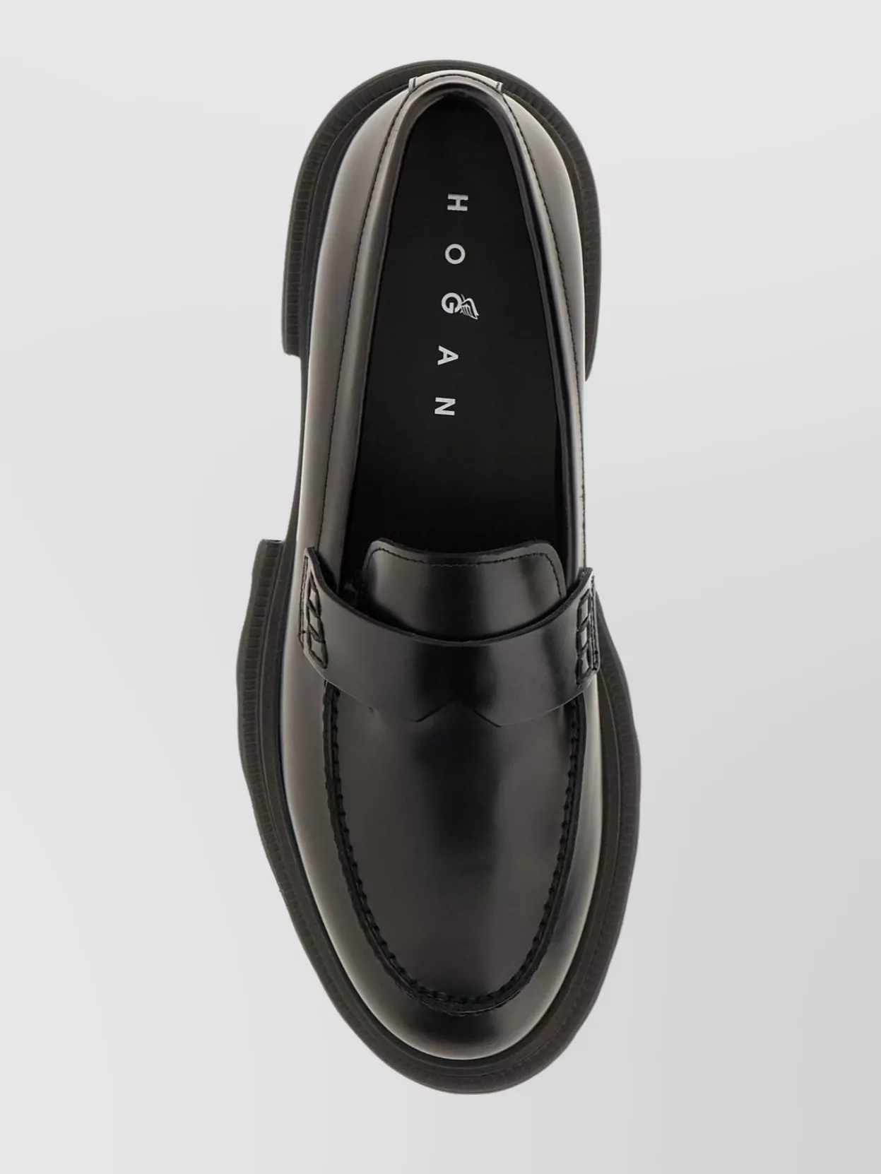 Hogan Chunky Sole Loafers With Smooth Leather Construction In Black