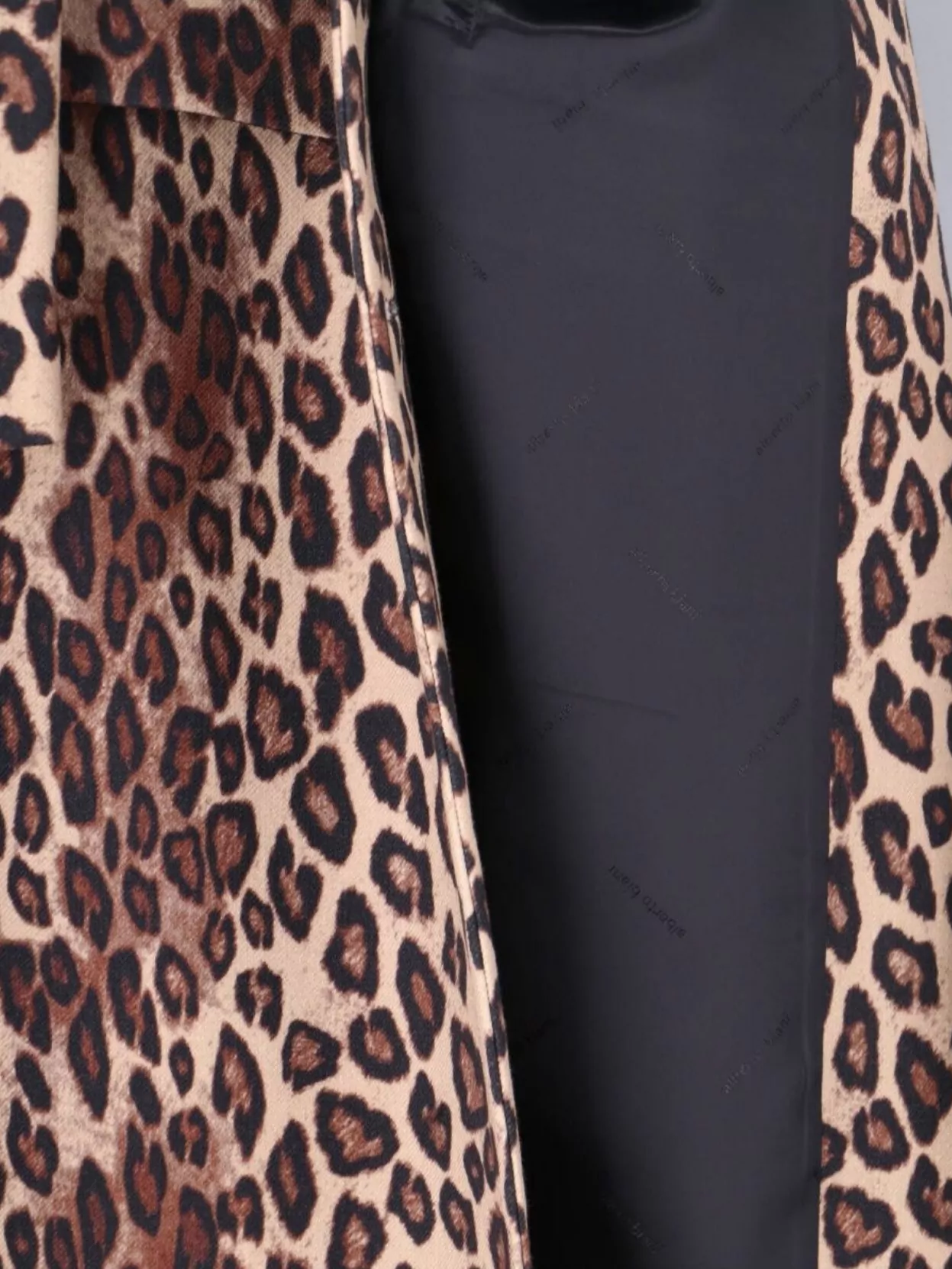 Alberto Biani Long Leopard Print Jacket With Notched Lapel
