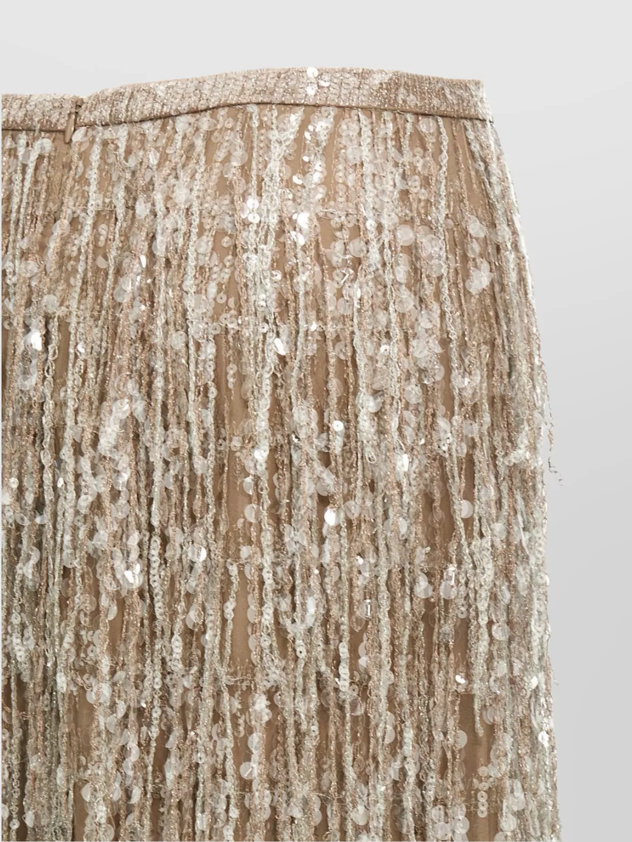 Brunello Cucinelli High Waist Sequin Fringed Skirt