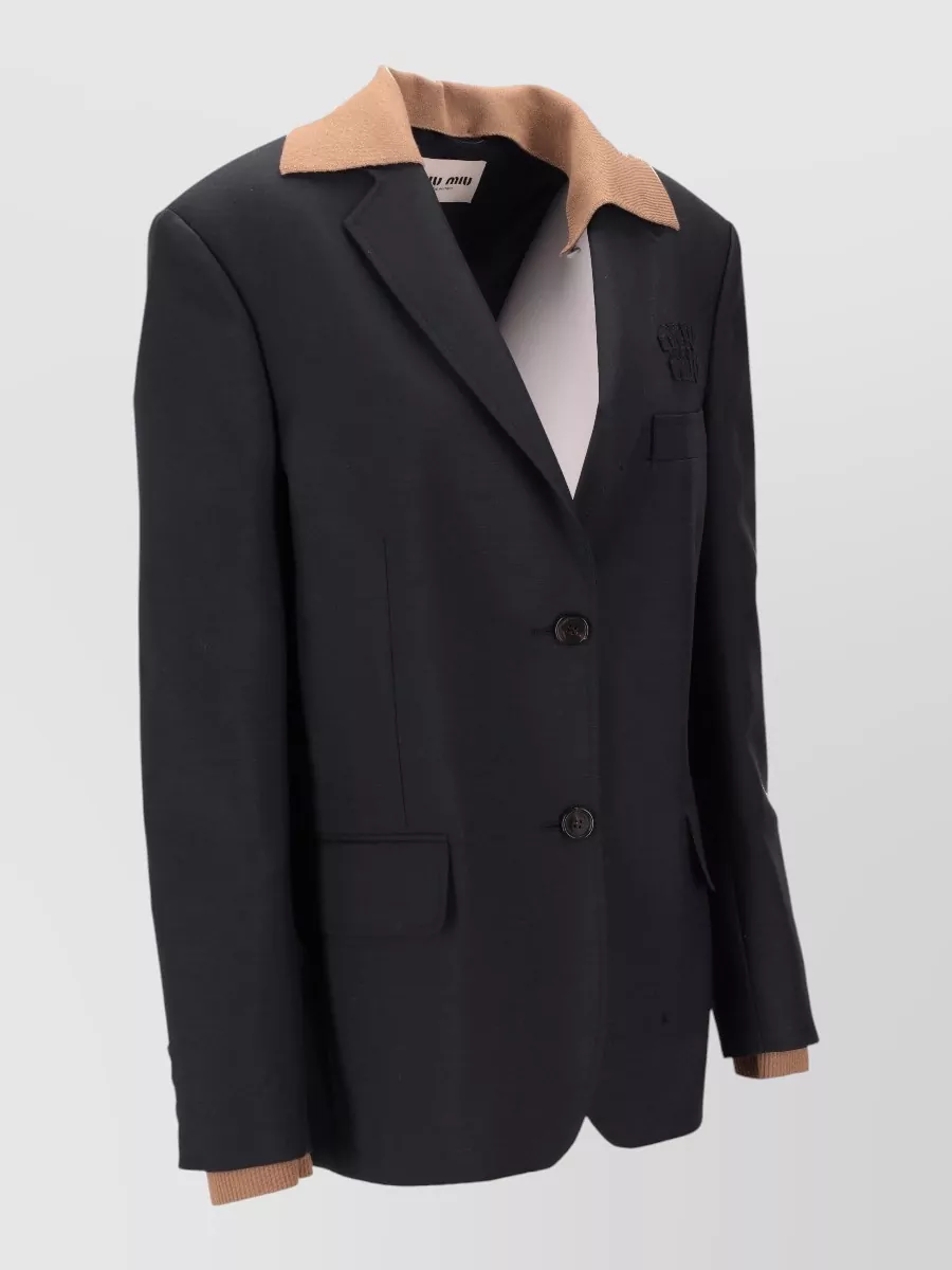 Miu Miu Kid Mohair Jacket Contrasting Collar Buttons
