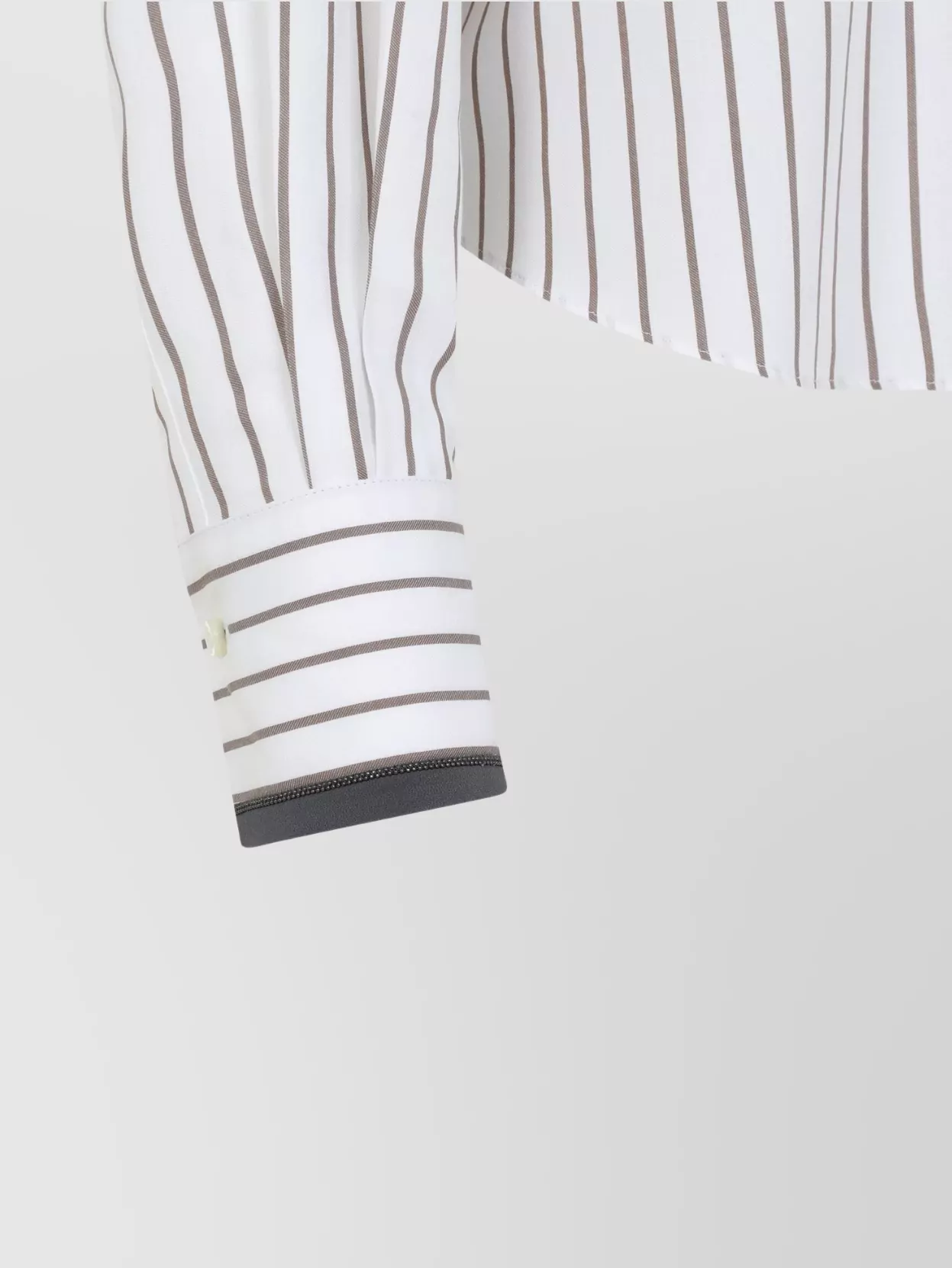 Shop Brunello Cucinelli Striped Cotton Shirt Monile Detail