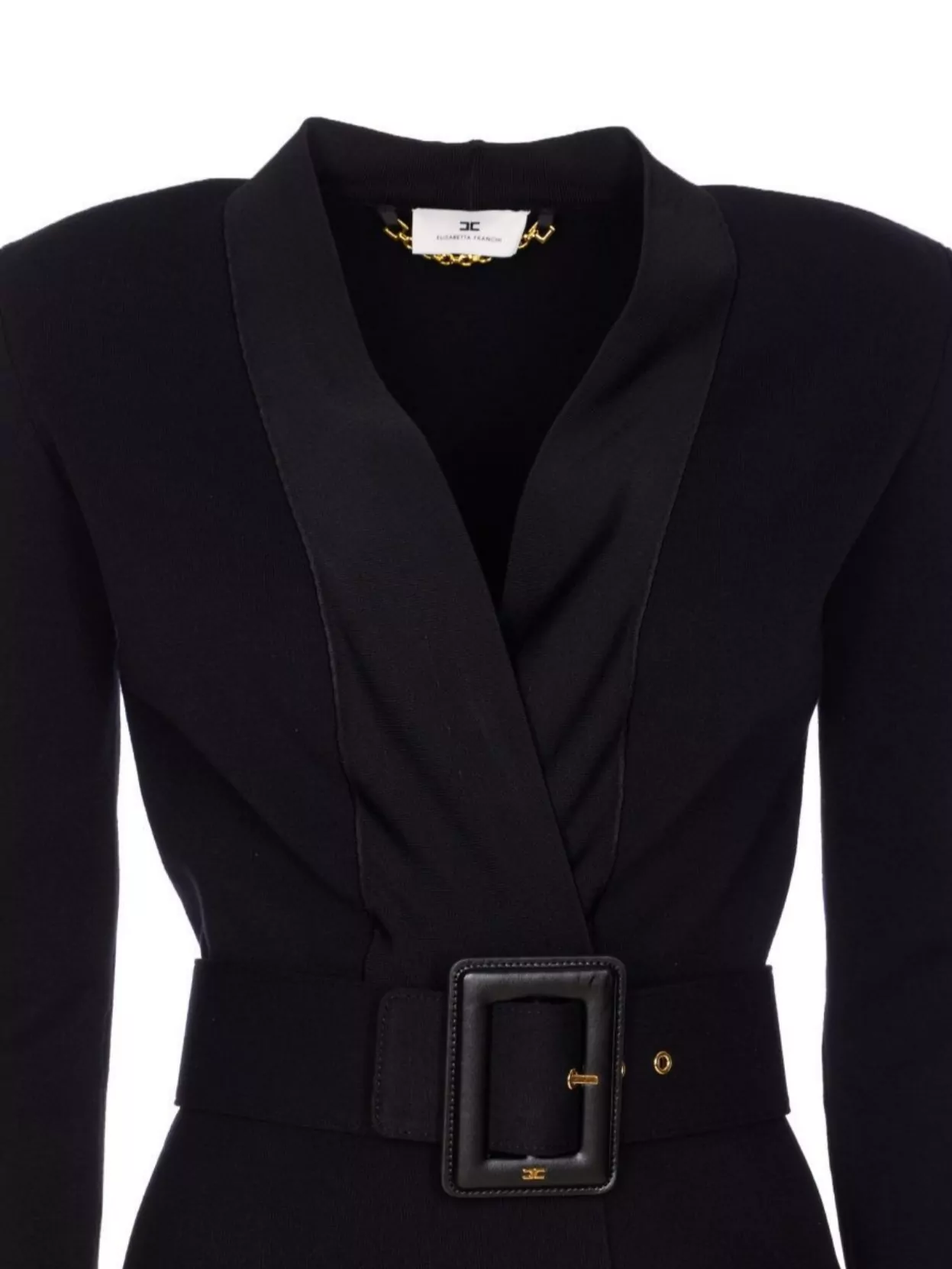 Elisabetta Franchi Waist Belt Long Sleeve Jacket In Black