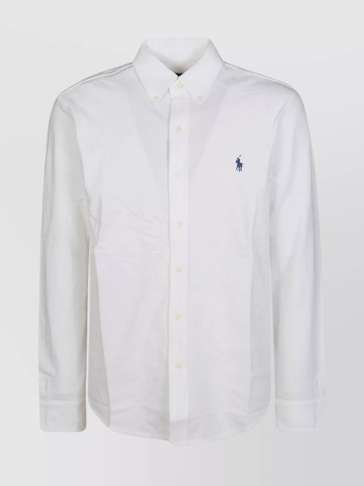 Shop Polo Ralph Lauren Collared Mesh Shirt With Curved Hem