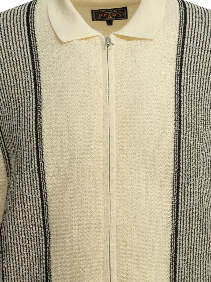 Beams Plus Textured Knit Zip Cardigan