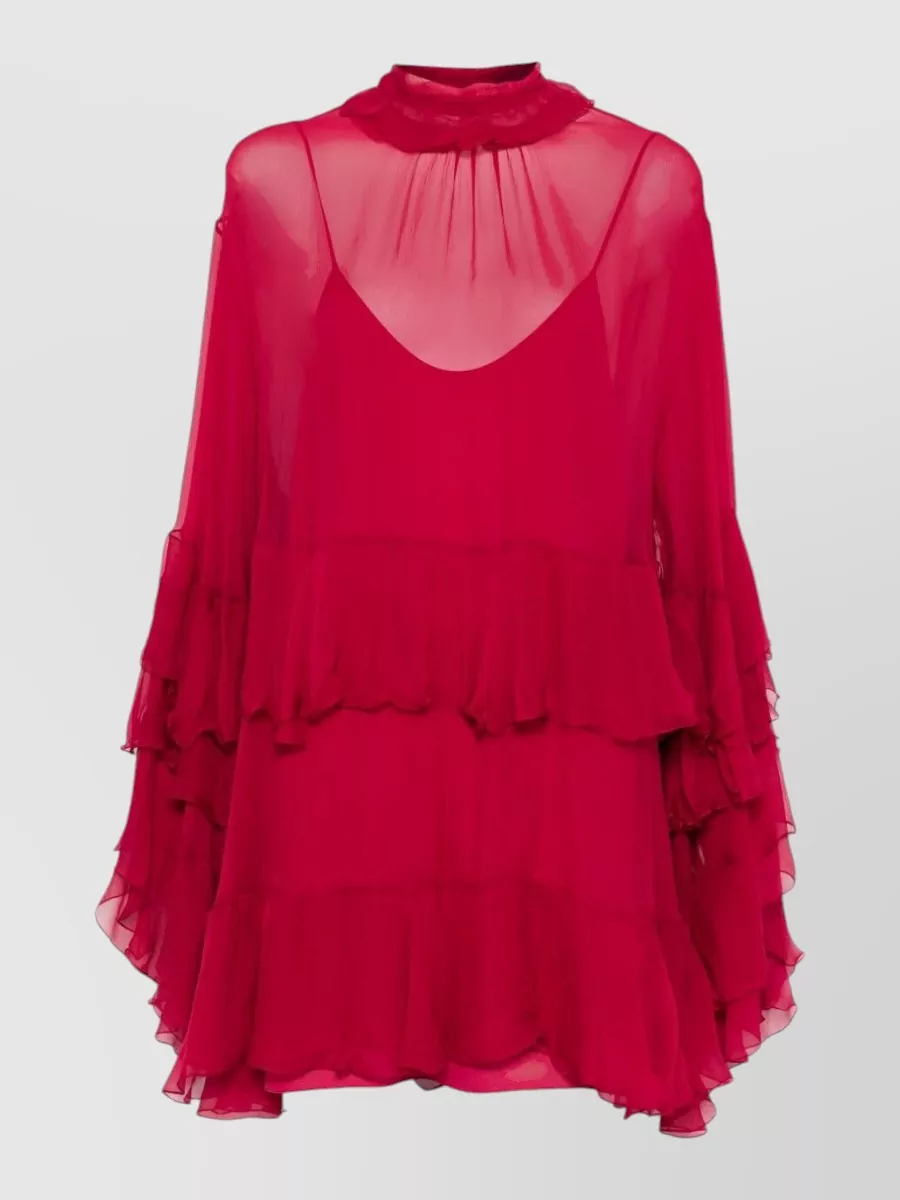 Chloé Layered Open Back Knee Length Dress In Multi