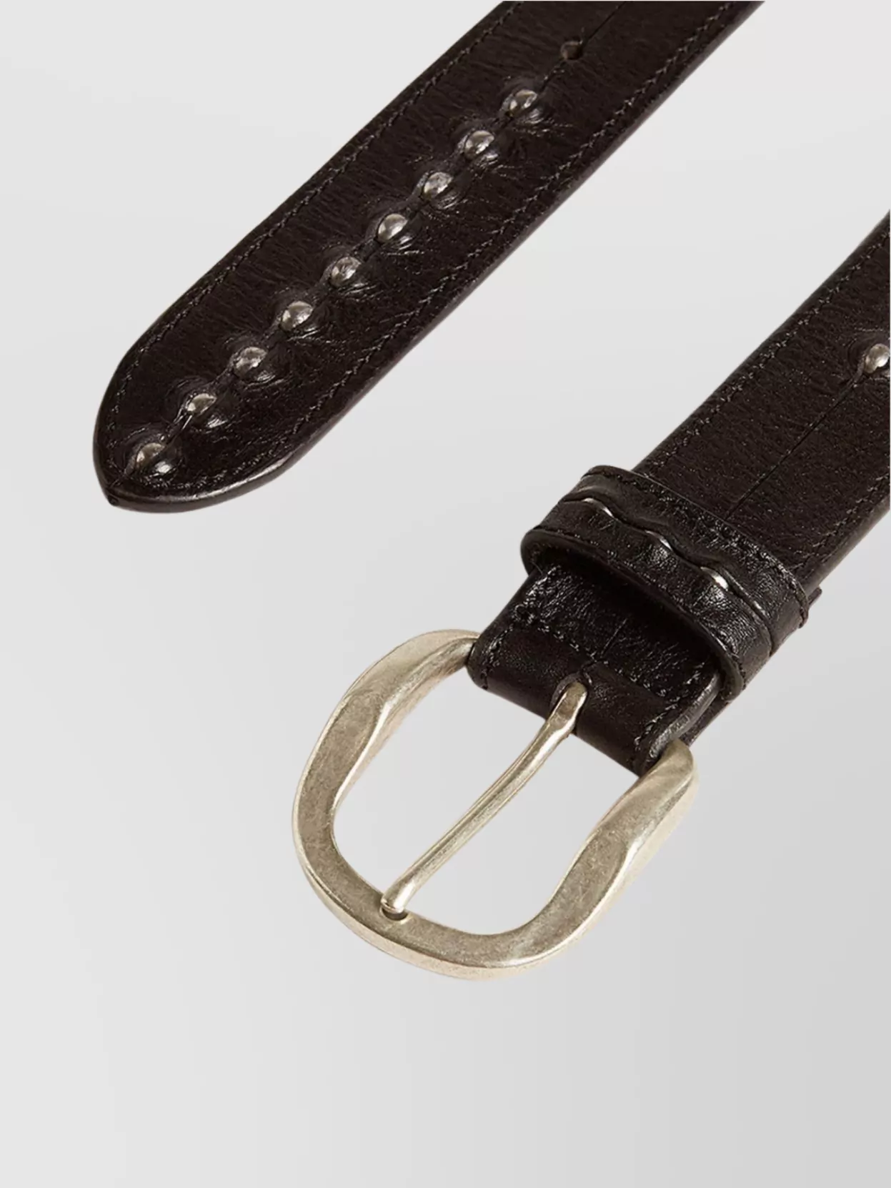 Golden Goose Adjustable Studded Leather Belt With Metal Buckle