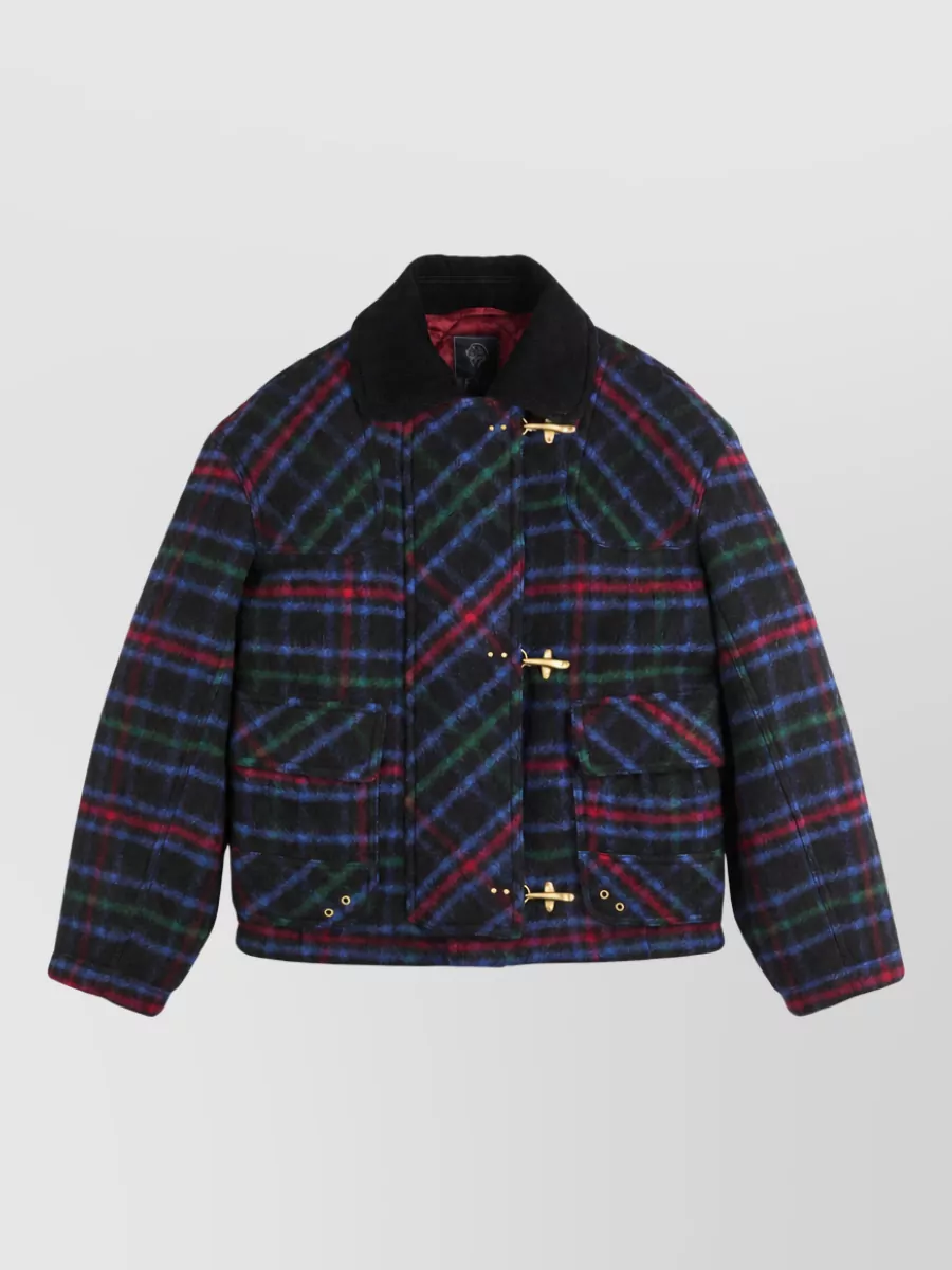 Fay checked single-breasted coat