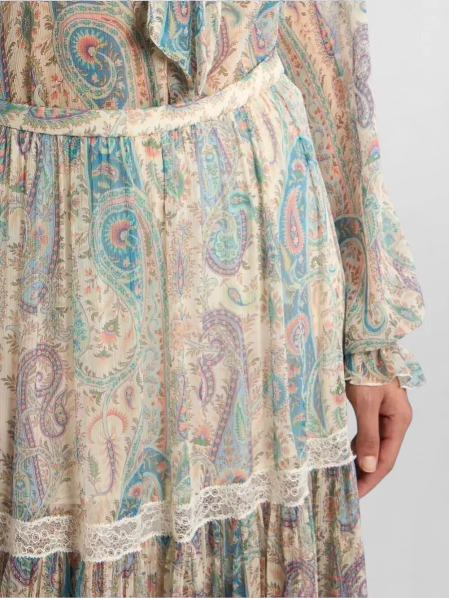 Etro Silk Paisley Print Lace Maxi Skirt