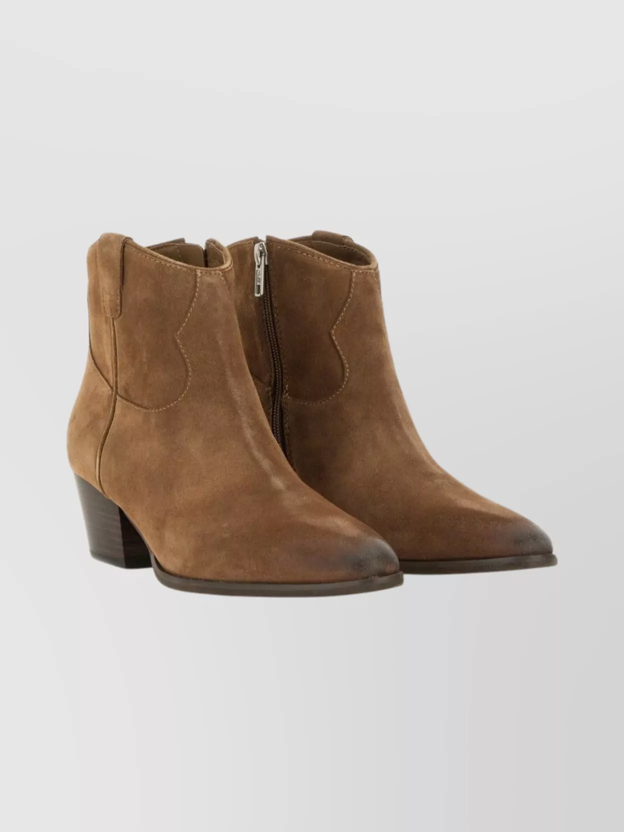 Ash Suede Ankle Boots Stacked Heel