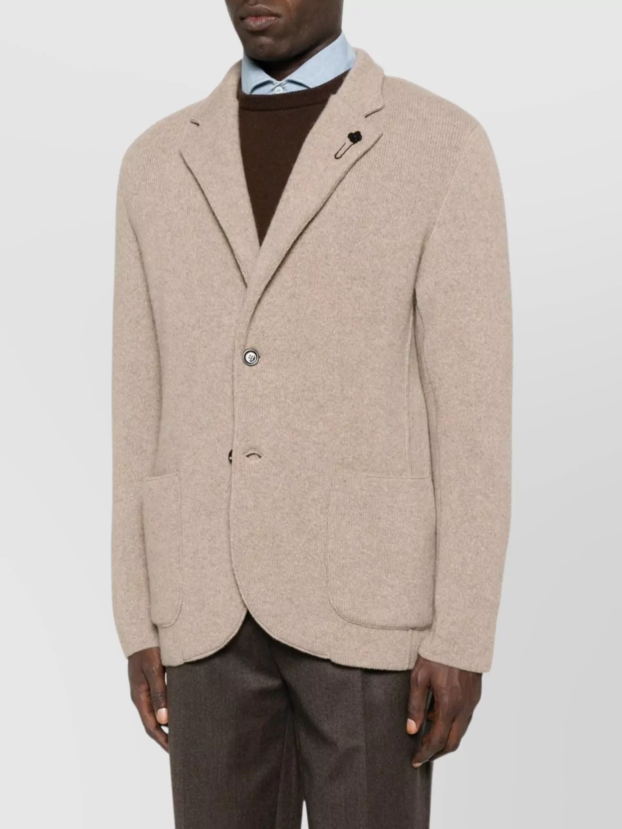 Lardini Knit Blazer With Notched Lapels And Pockets