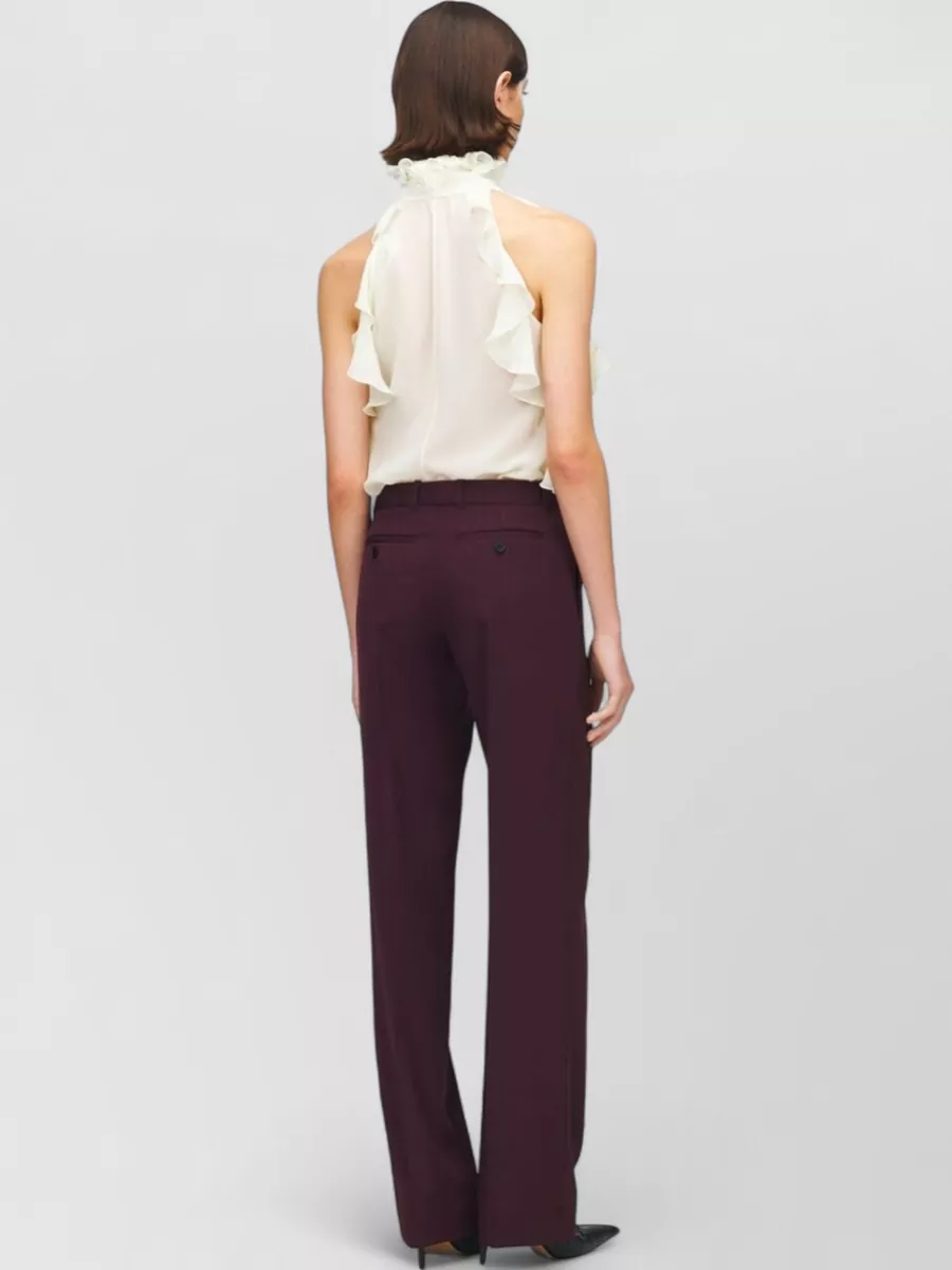 Alexander Mcqueen Sleeveless High Neck Sheer Top Ruffles