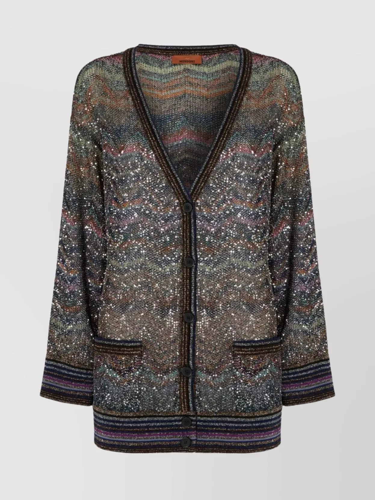 Missoni Chevron Patterned Button Cardigan In Multi