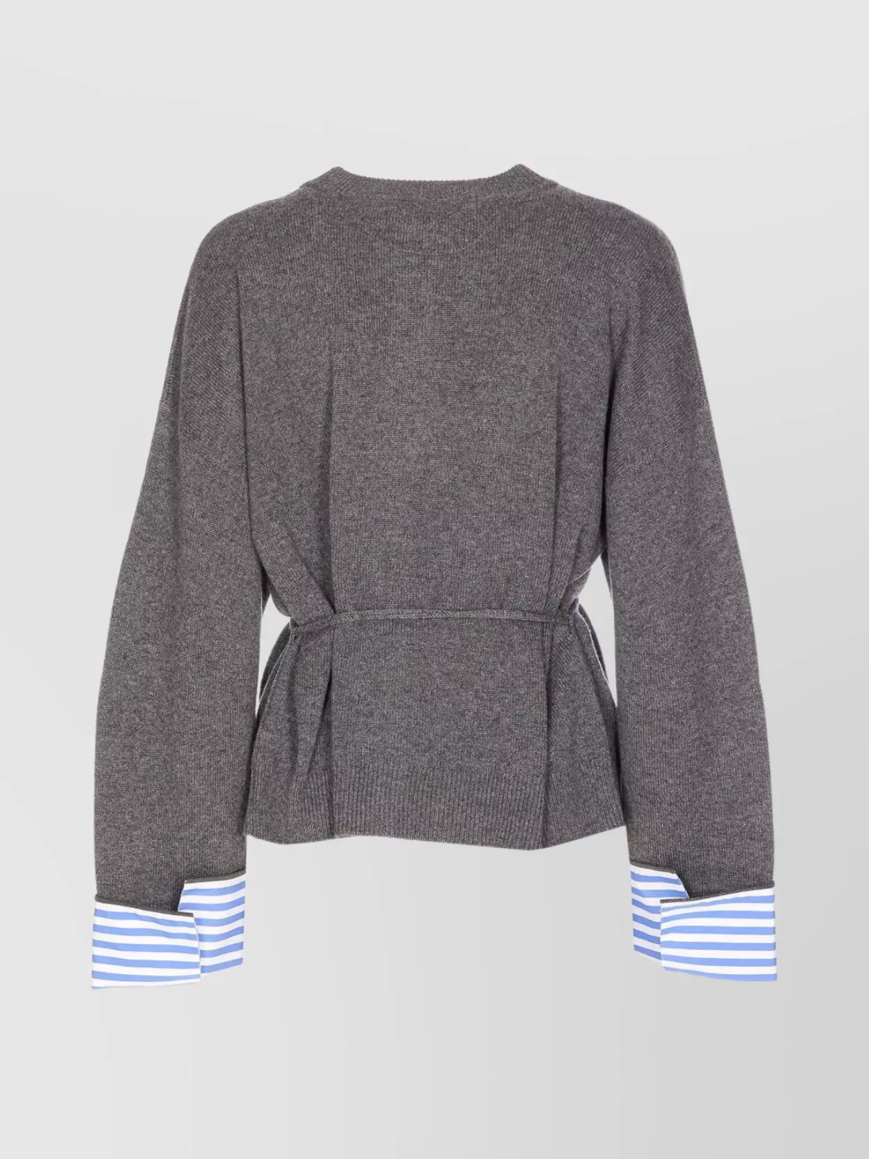 Brunello Cucinelli Long Sleeve Cardigan Waist Tie In Gray