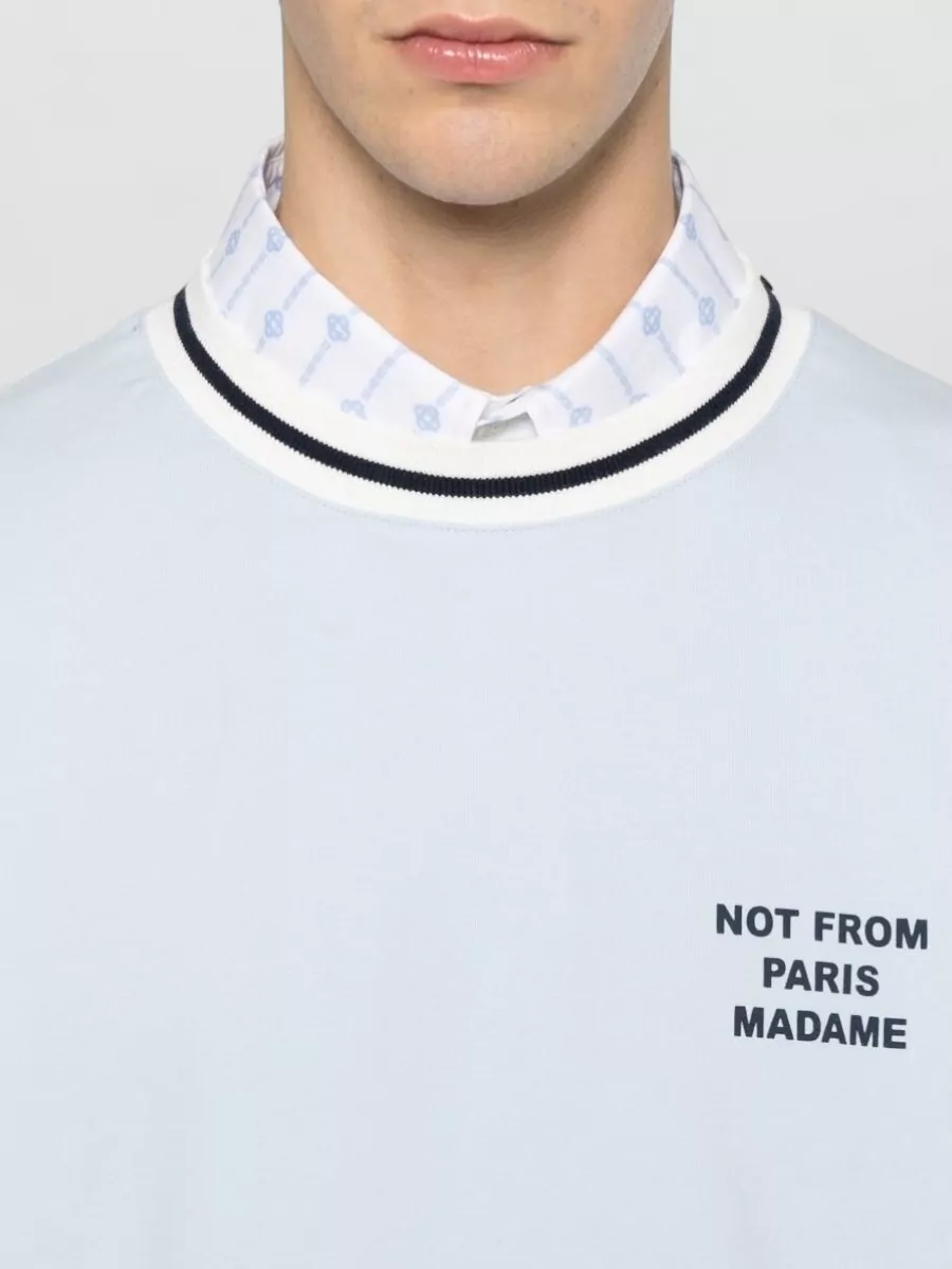 Drôle De Monsieur Text Print Cotton T-Shirt