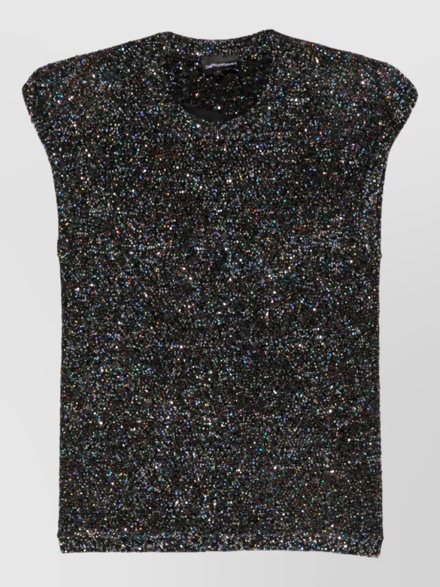 Emporio Armani sequin-embellished sleeveless knitted top