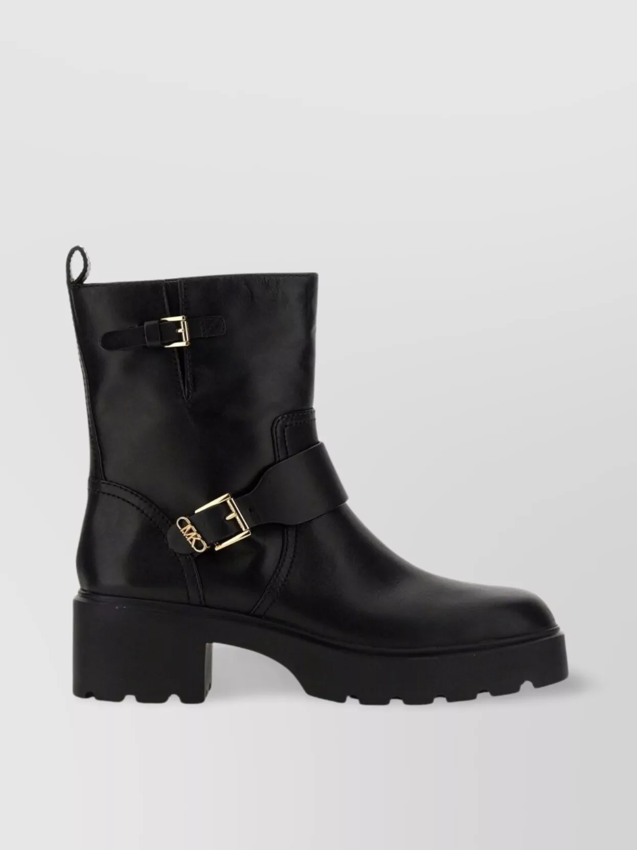MICHAEL KORS ANKLE BLOCK HEEL BUCKLE SOLE BOOT