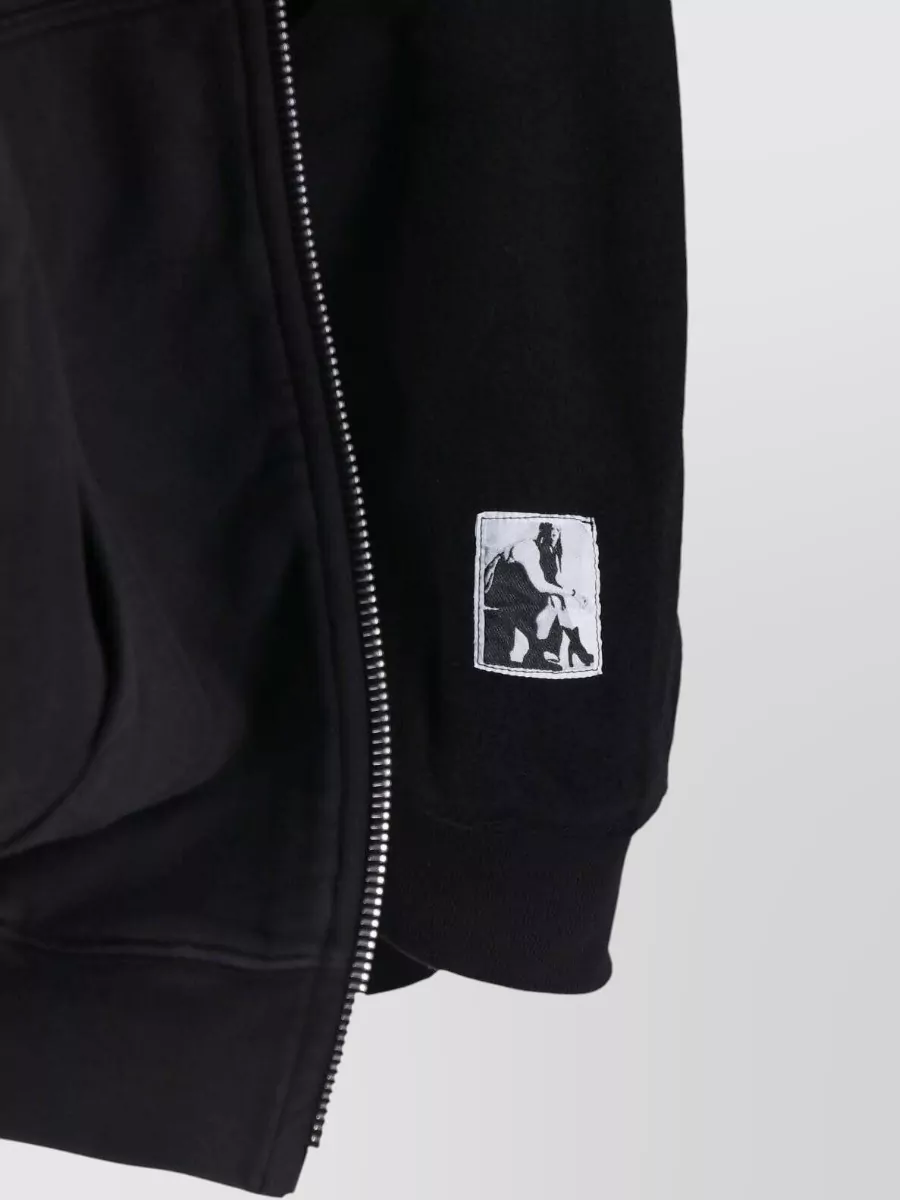 Rick Owens Drkshdw Cotton Oversized Asymmetric Zip Funnel Neck Hooded Jacket