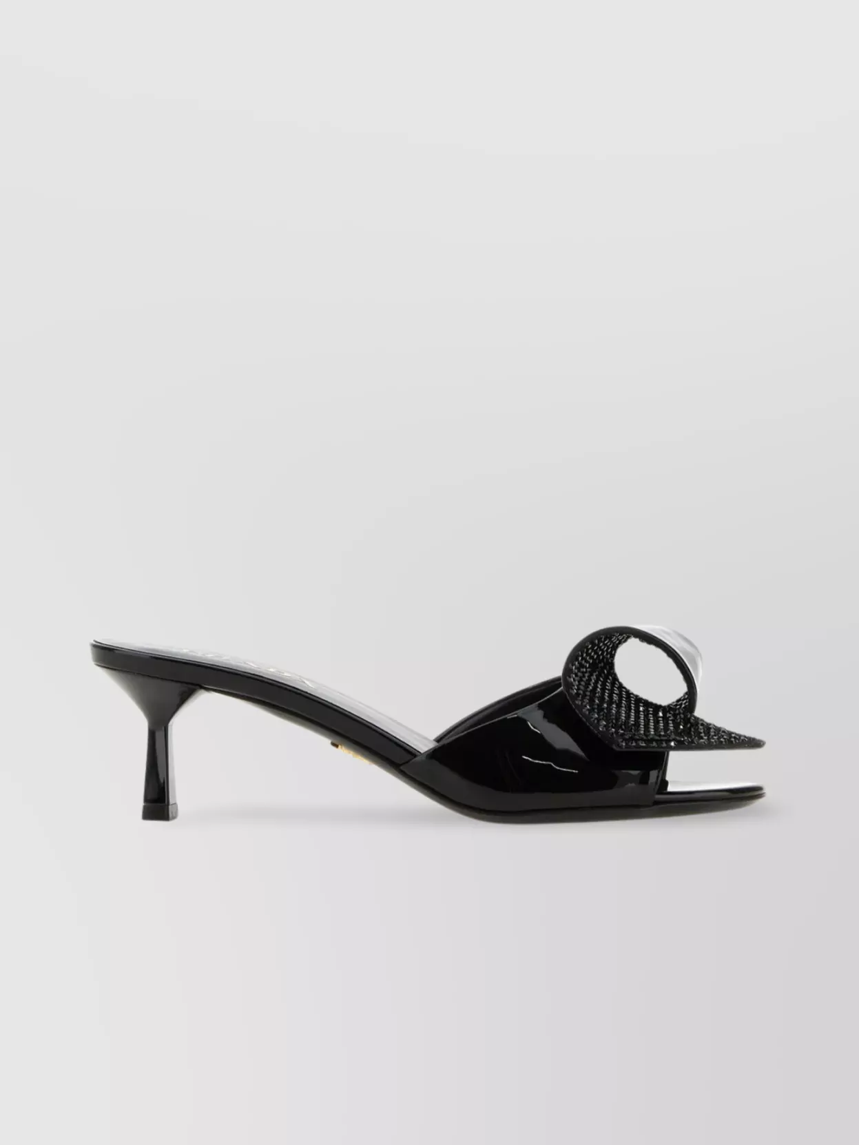 Shop Prada Smooth Leather Stiletto Sandals With Embellished Detail In Black