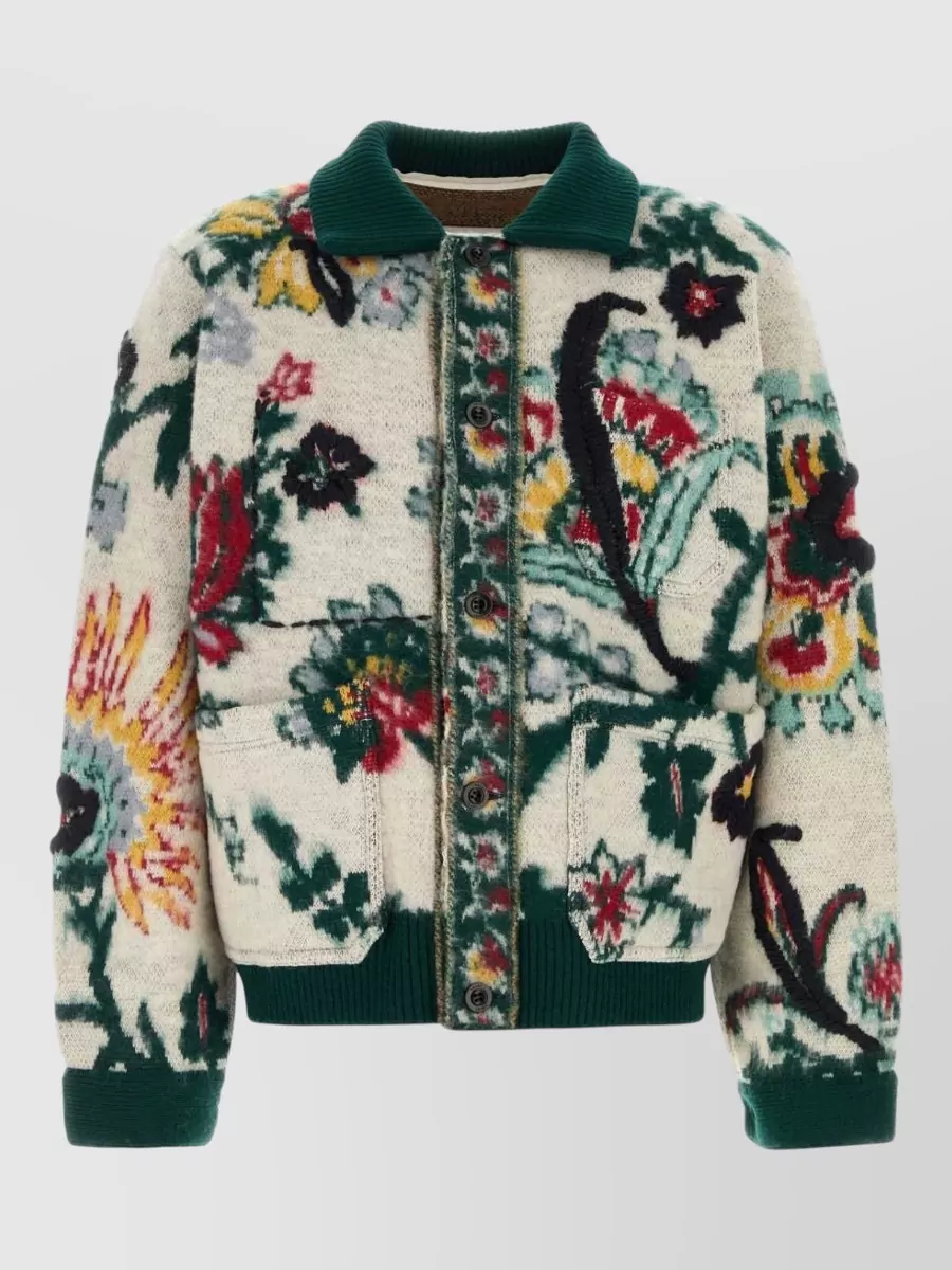 Sacai embroidered wool cardigan