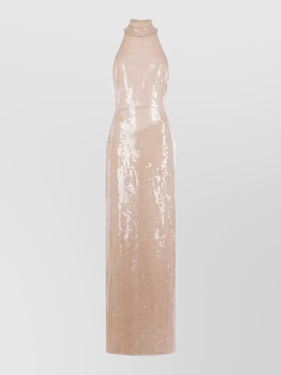 Raquel Diniz Sequin Open Back V-Neck Maxi Dress