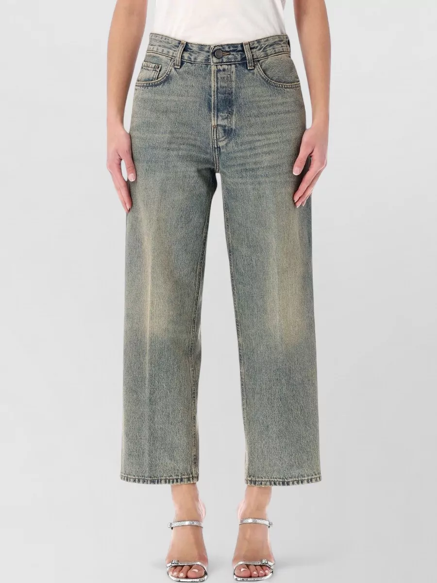 Haikure Betty Trousers Belt Loops Contrast Stitching In Blue