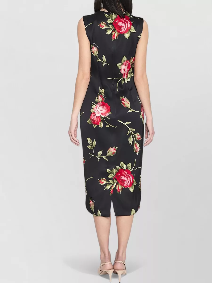 Dolce&Gabbana Floral-Print Sleeveless Slim-Fit Midi Dress