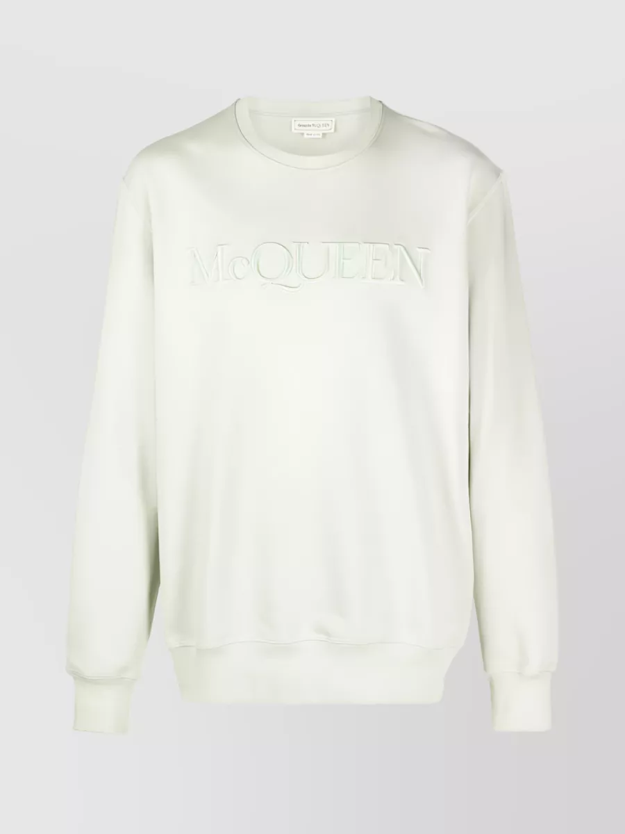Shop Alexander Mcqueen Tonal Lettering Embroidered Sweatshirt In White