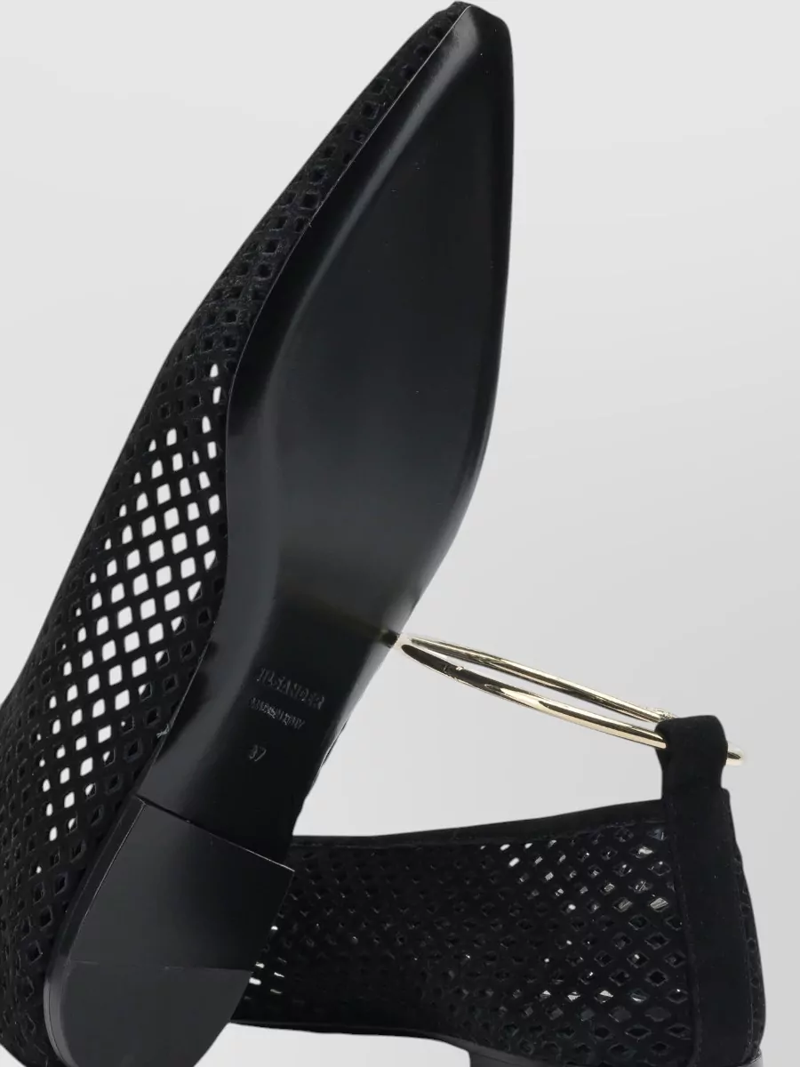 Jil Sander Perforated Suede Ballet Flats With Flat Sole