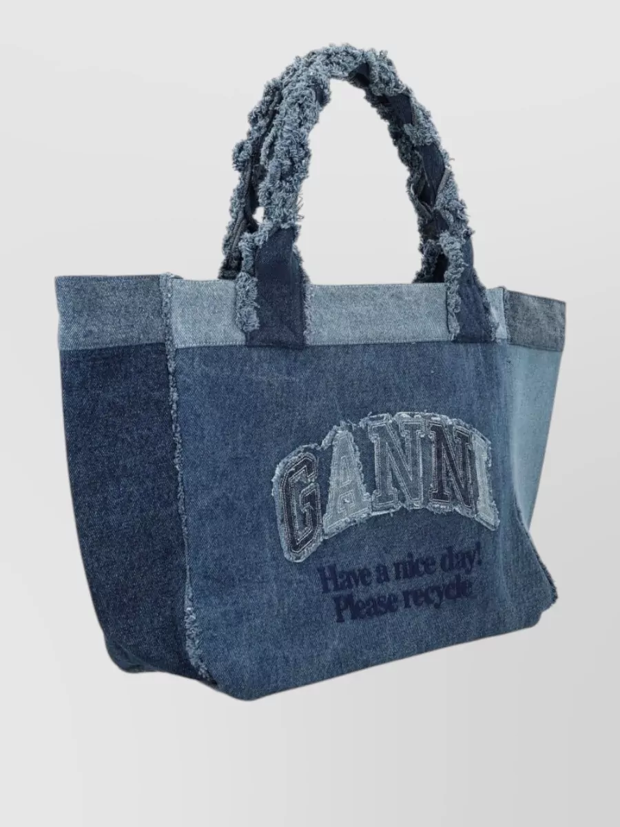Ganni Denim Patchwork Tote Bag