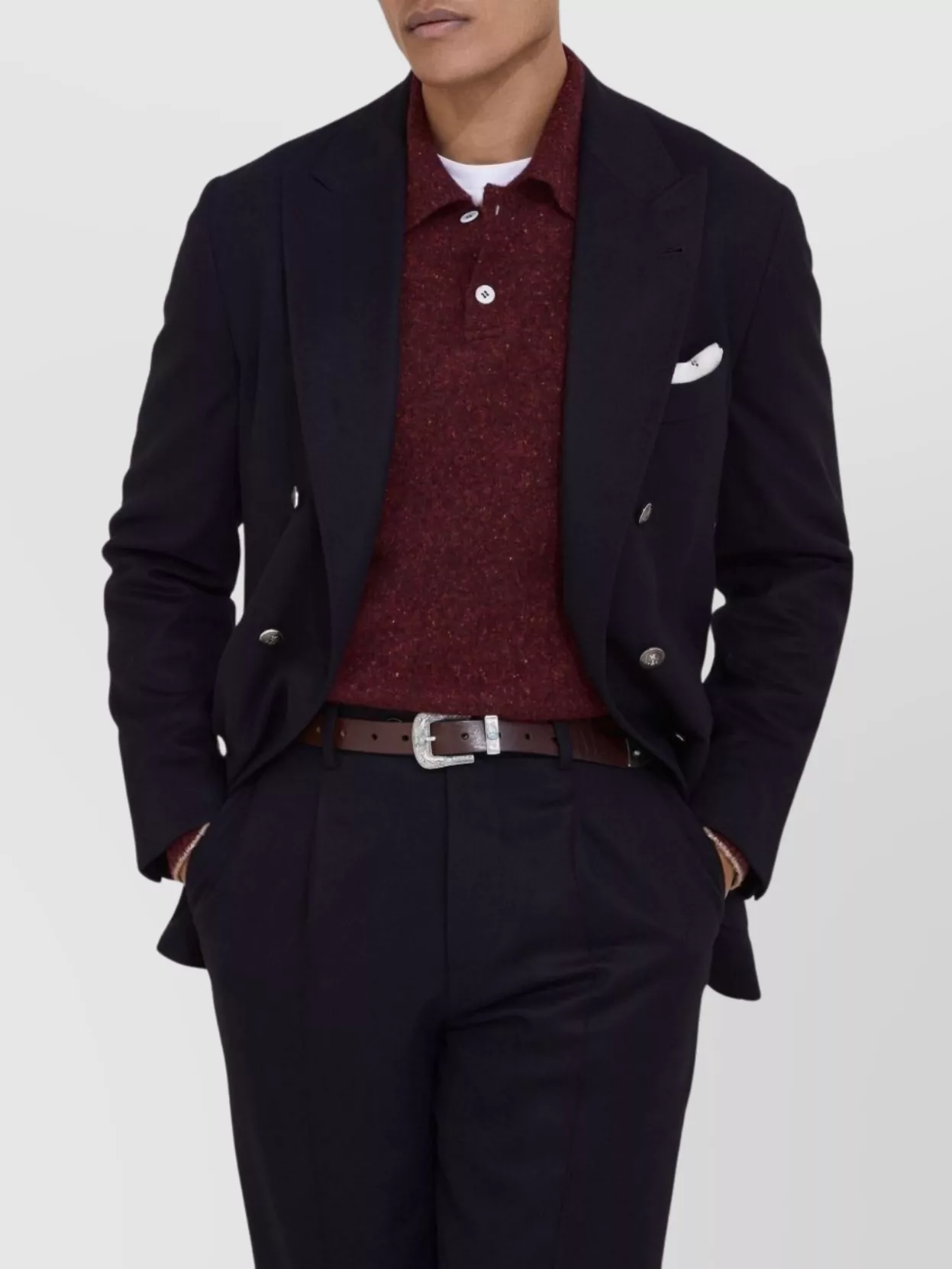 Brunello Cucinelli V Neck Long Sleeve Collared Knitwear