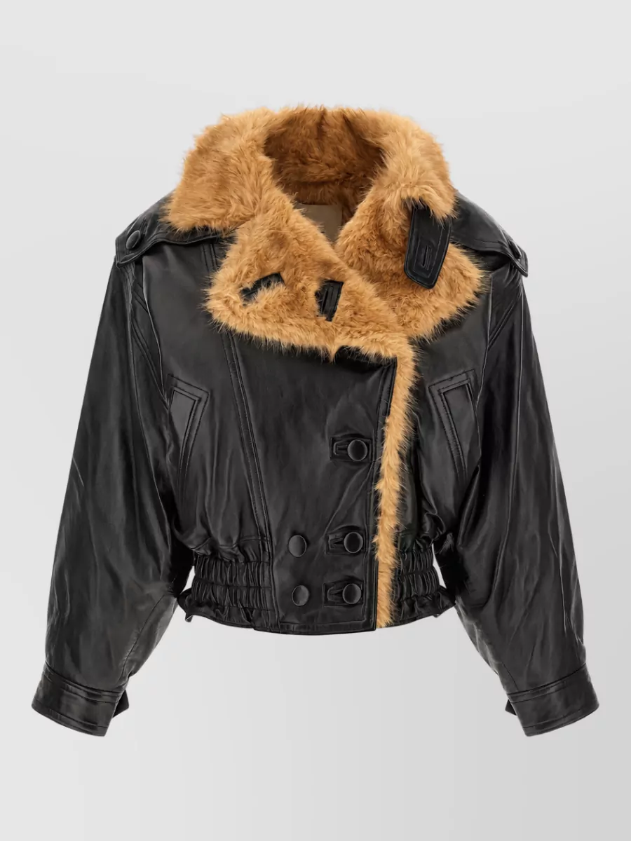 Isabel Marant Leather oversized double-breasted bomber jacket