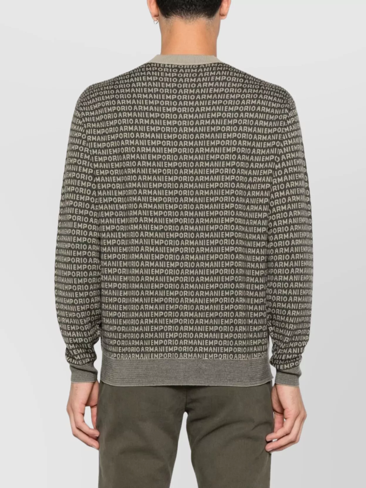 Emporio Armani Wool Crewneck Jumper With Ribbed Cuffs