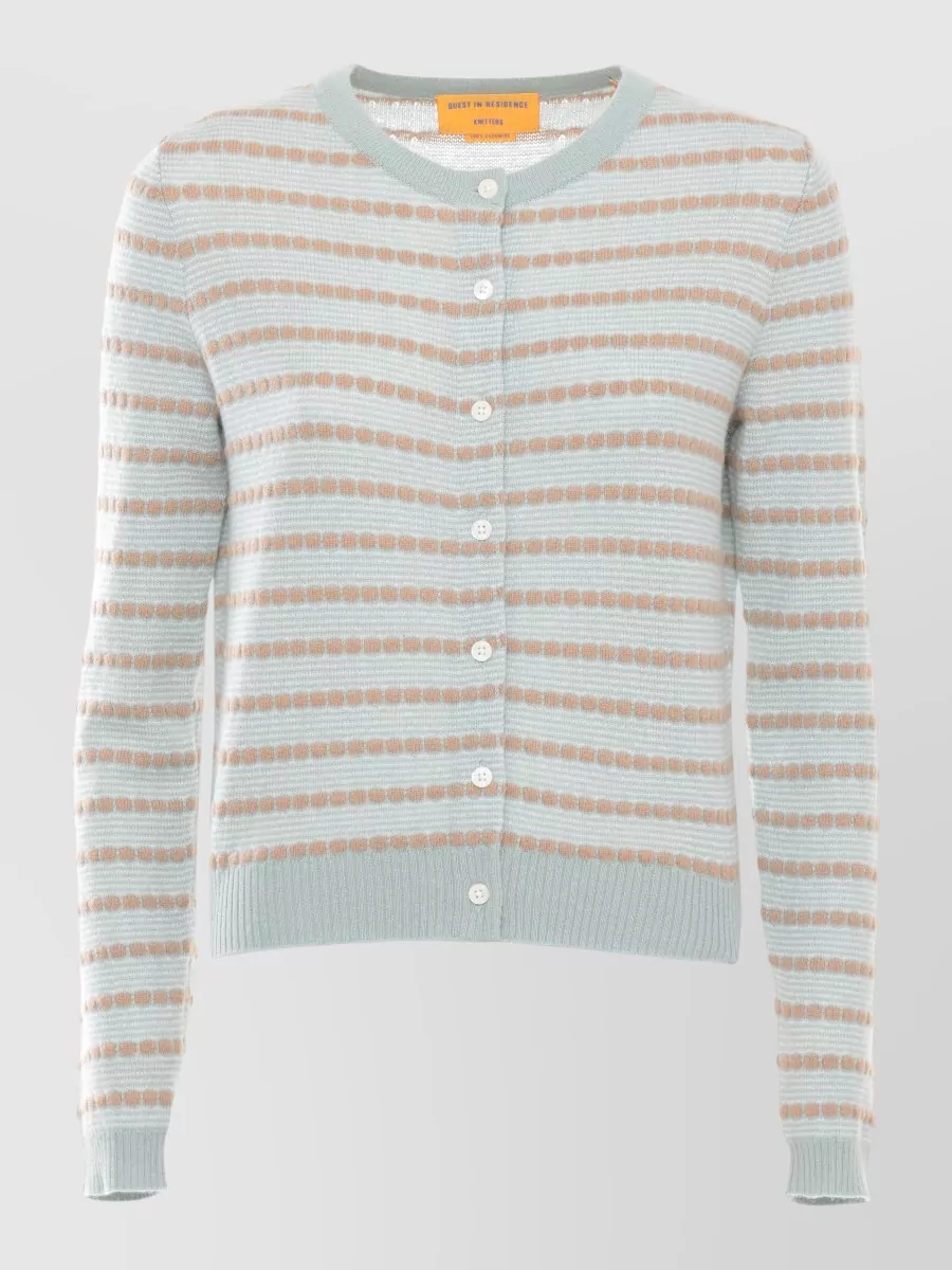 Guest In Residence Striped ribbed cashmere cardigan
