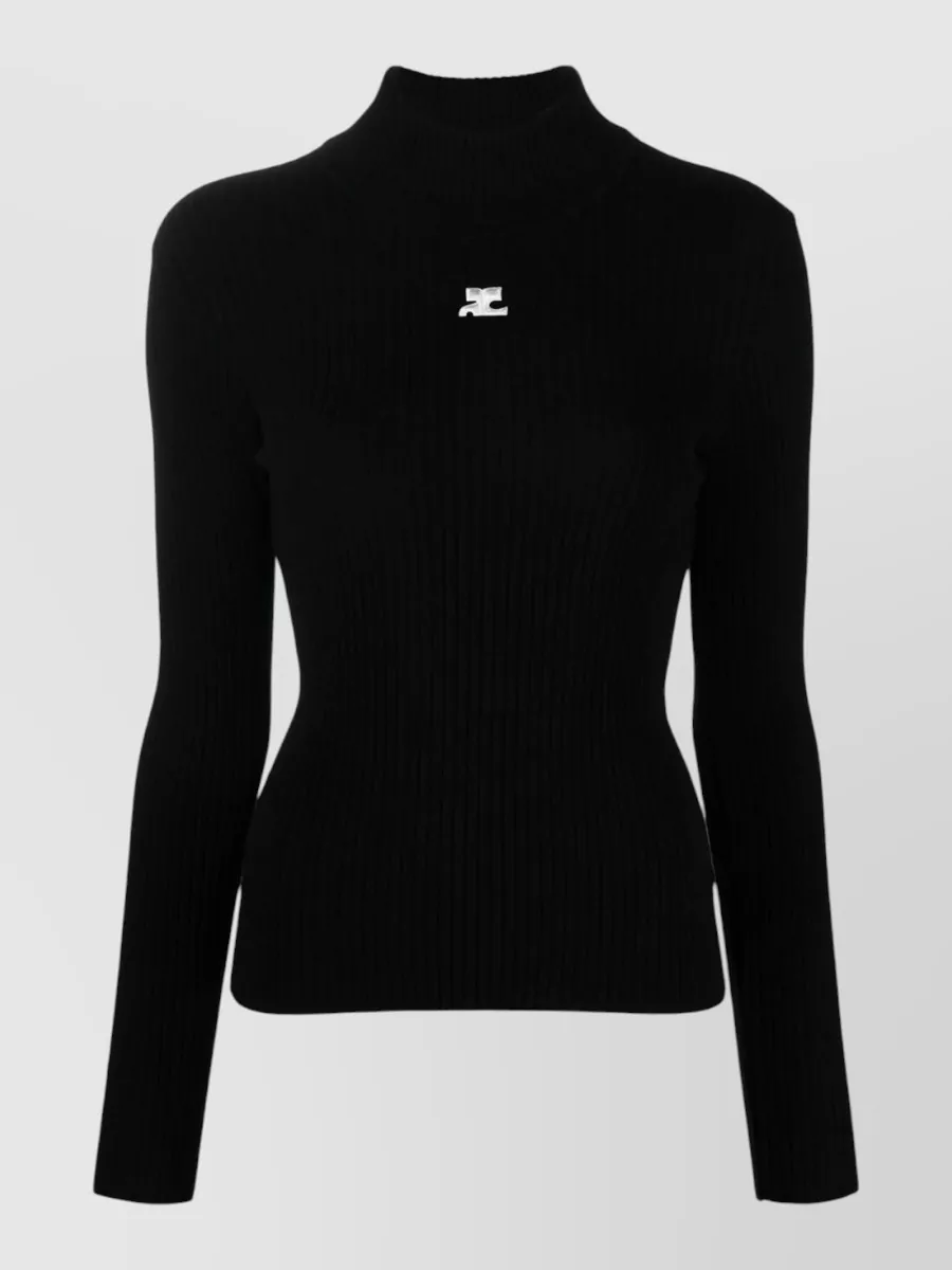 Courrèges Ribbed high-neck long-sleeve knit top