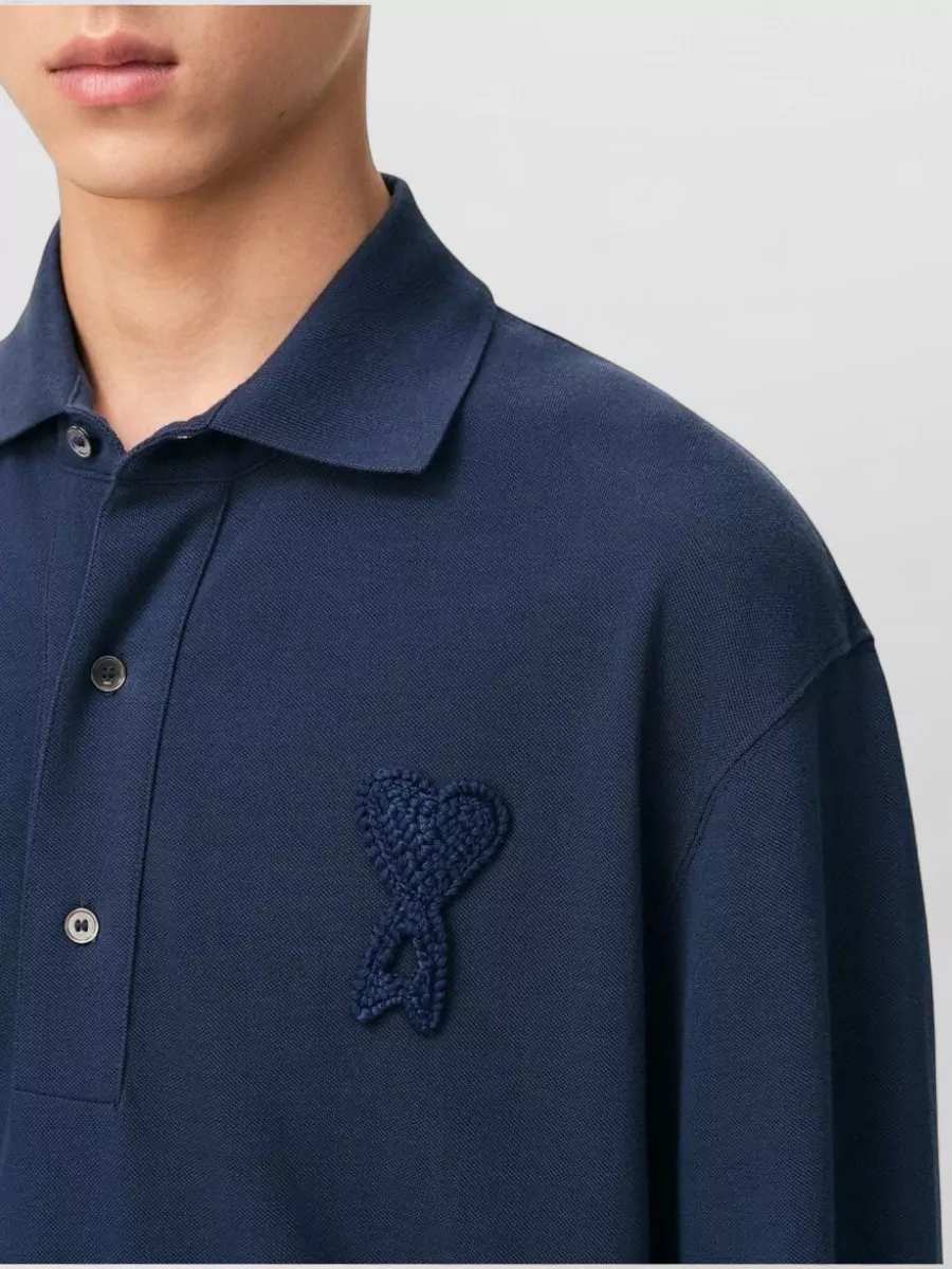 Ami Paris Polo Collar Short Sleeve Cotton T Shirt