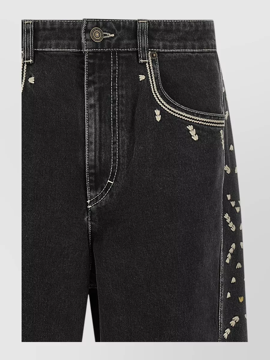 Isabel Marant embroidered straight-leg jeans