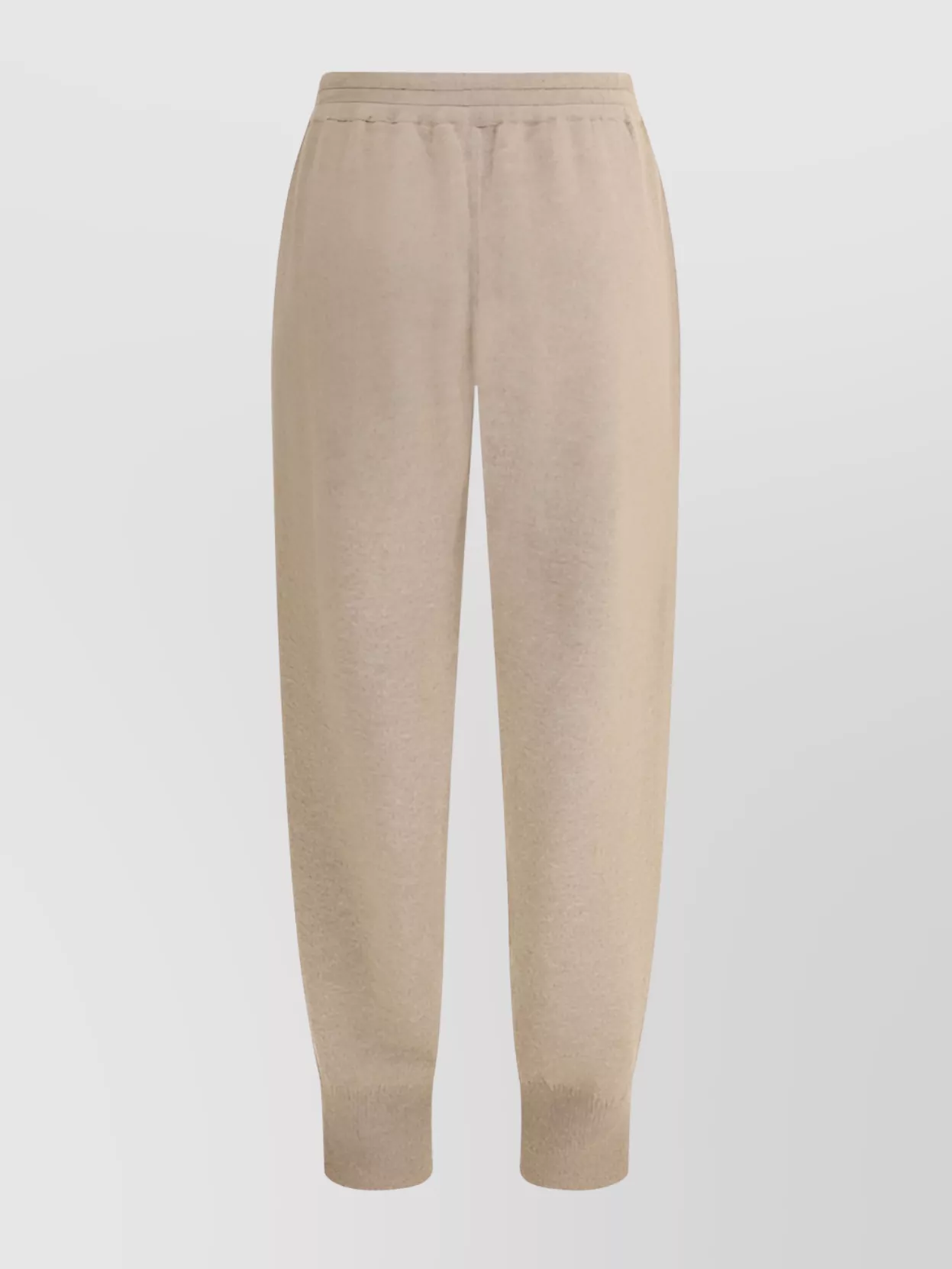 Brunello Cucinelli Ribbed Cuffs Cashmere Pants In Neutral