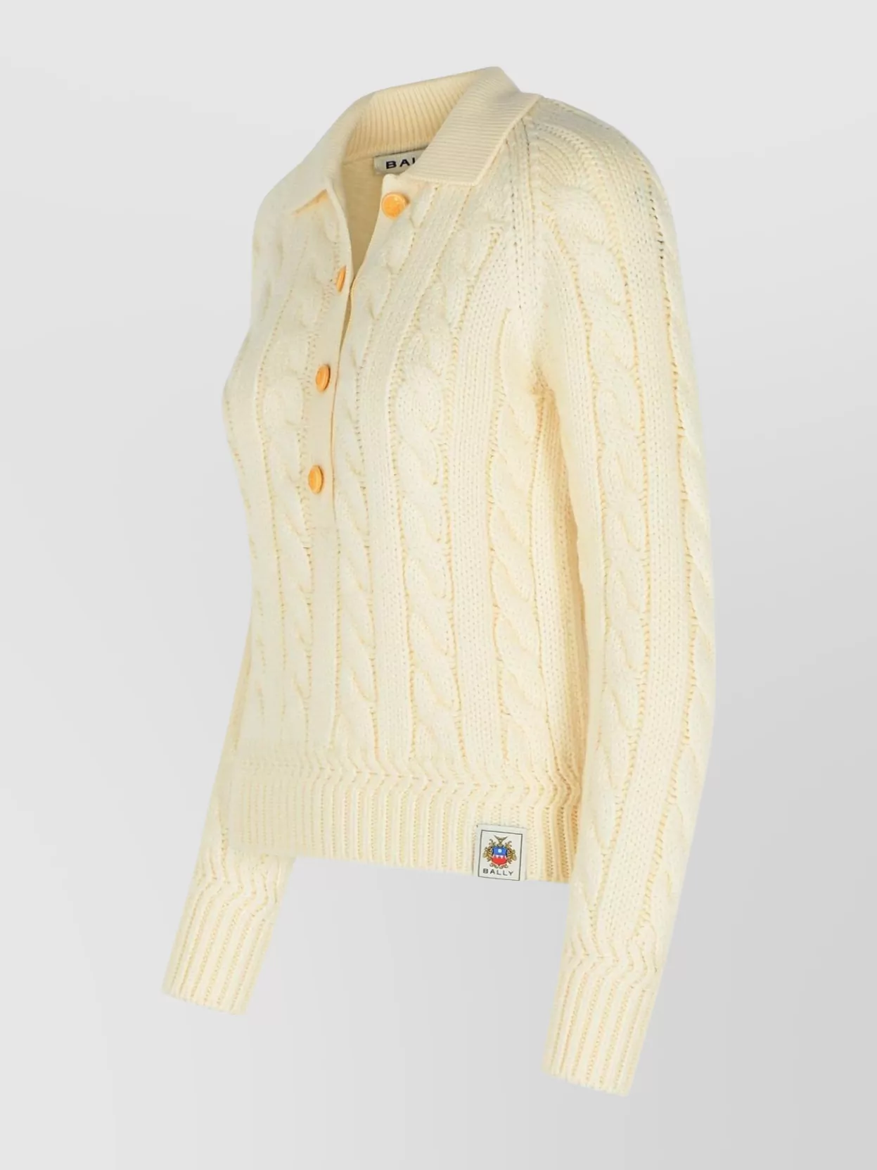 Bally Merino Wool Cable Knit Sweater Collared