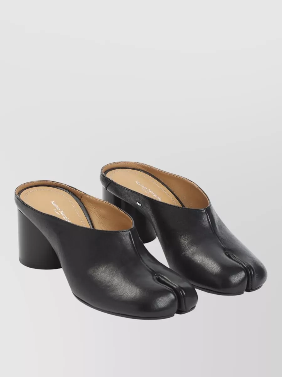 Maison Margiela Tabi Leather Mules Round Toe Block Heel