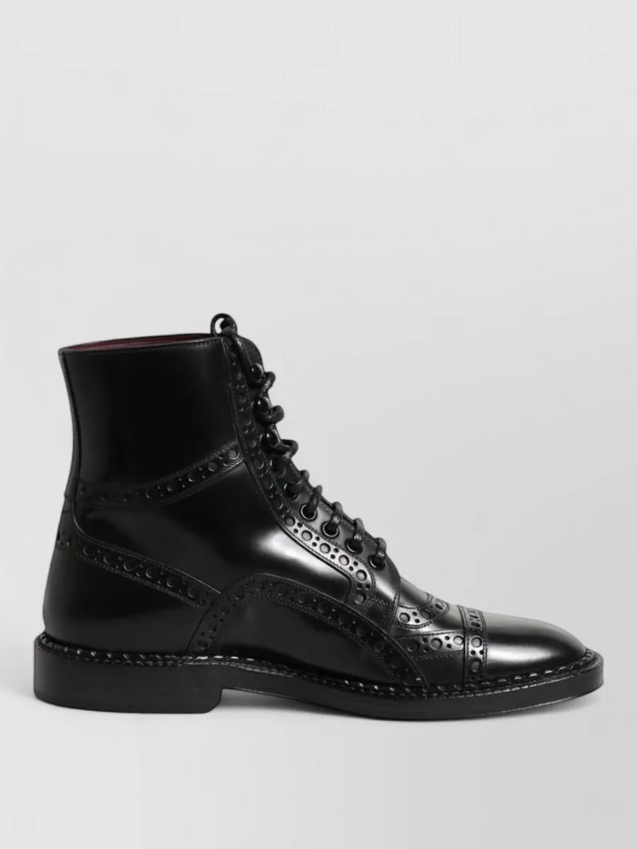 Dolce&Gabbana Leather Lace-Up Brogue Ankle Boots