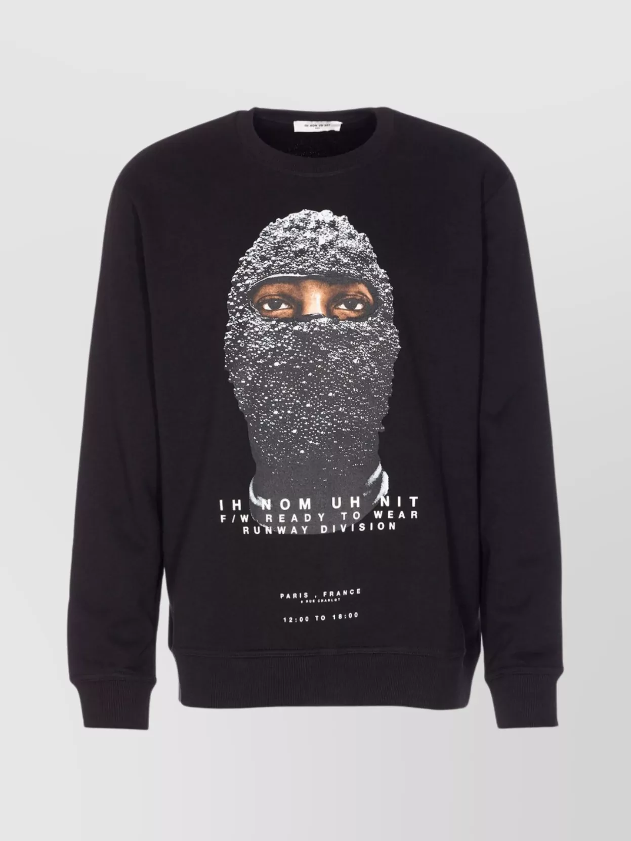 Ih Nom Uh Nit Graphic Print Crewneck Sweater Long Sleeves In Black